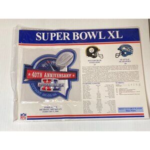 NFL Super Bowl XL Logo Willabee & Ward Patch Stat Card Pittsburgh Steelers
